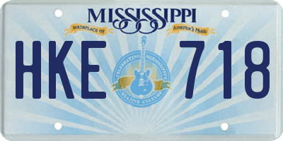 MS license plate HKE718