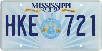 MS license plate HKE721