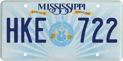 MS license plate HKE722
