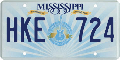 MS license plate HKE724