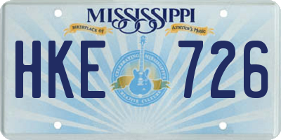MS license plate HKE726