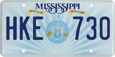 MS license plate HKE730