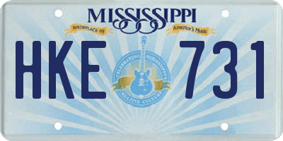 MS license plate HKE731