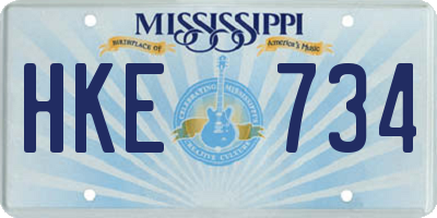 MS license plate HKE734