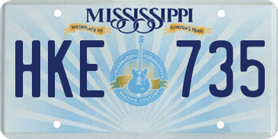 MS license plate HKE735
