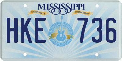 MS license plate HKE736