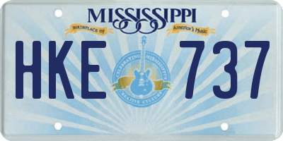 MS license plate HKE737
