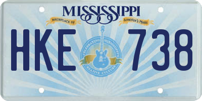 MS license plate HKE738