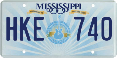 MS license plate HKE740