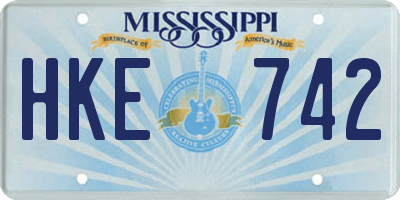 MS license plate HKE742