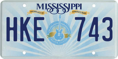 MS license plate HKE743