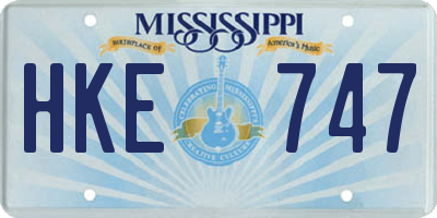 MS license plate HKE747
