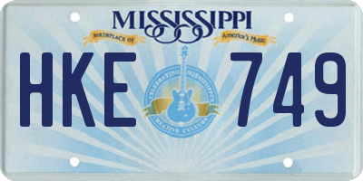 MS license plate HKE749