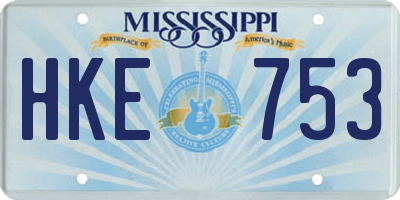 MS license plate HKE753