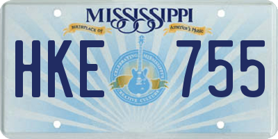 MS license plate HKE755