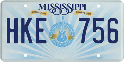 MS license plate HKE756