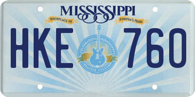 MS license plate HKE760