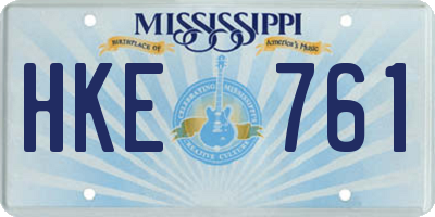 MS license plate HKE761