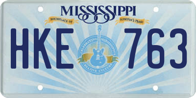 MS license plate HKE763