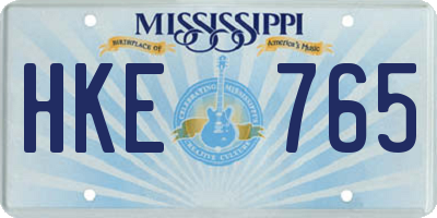MS license plate HKE765