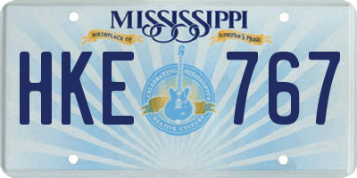 MS license plate HKE767