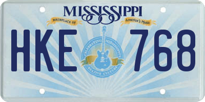 MS license plate HKE768