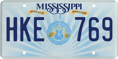 MS license plate HKE769