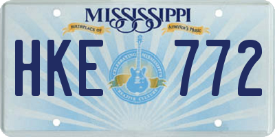 MS license plate HKE772