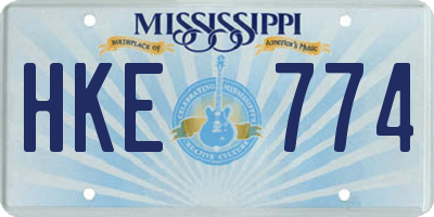 MS license plate HKE774