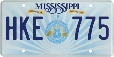 MS license plate HKE775