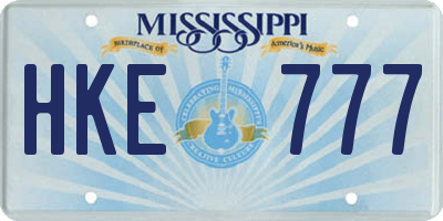MS license plate HKE777