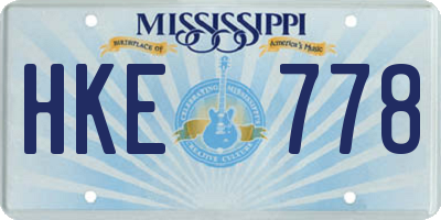 MS license plate HKE778