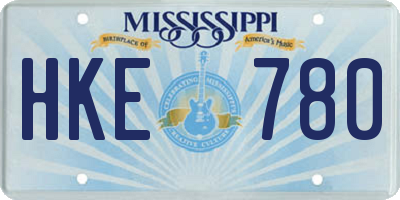 MS license plate HKE780