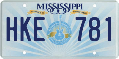 MS license plate HKE781