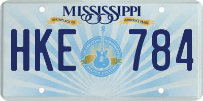 MS license plate HKE784