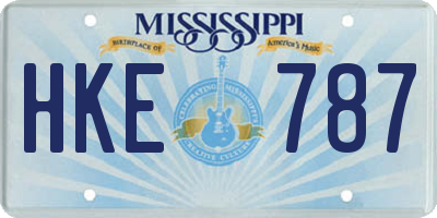 MS license plate HKE787