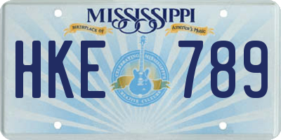 MS license plate HKE789
