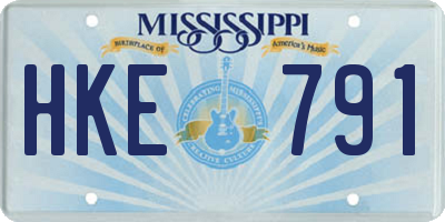 MS license plate HKE791