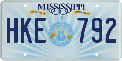 MS license plate HKE792