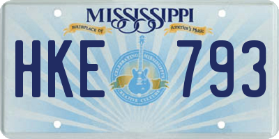 MS license plate HKE793