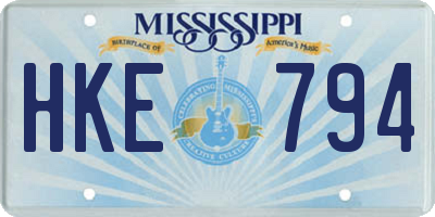 MS license plate HKE794