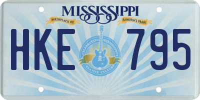 MS license plate HKE795