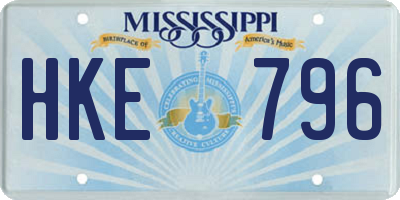 MS license plate HKE796