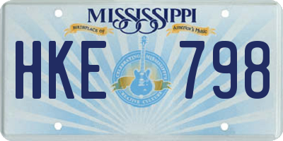 MS license plate HKE798