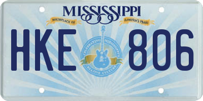 MS license plate HKE806