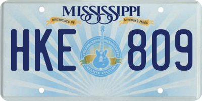 MS license plate HKE809