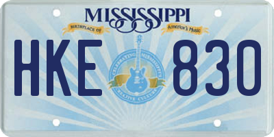 MS license plate HKE830