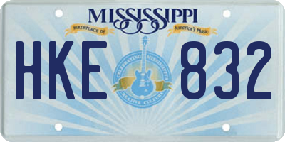 MS license plate HKE832