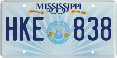 MS license plate HKE838