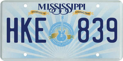 MS license plate HKE839